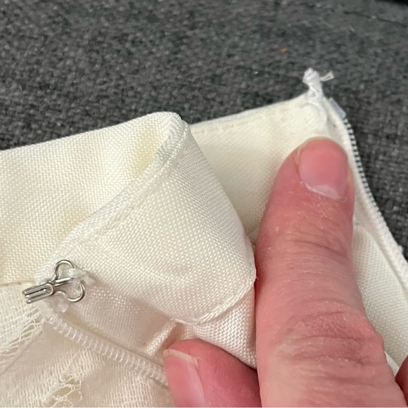 A. Peach Floral Lace Midi Skirt A-Line Size M White Milkmaid Bridal Modest Angel - Picture 10 of 16